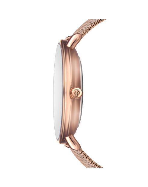 Set Montre Femme 2 Bracelets Florence en Acier, Cuir & Diamant rose doré/bleu marine