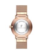Set Montre Femme 2 Bracelets Florence en Acier, Cuir & Diamant rose doré/bleu marine