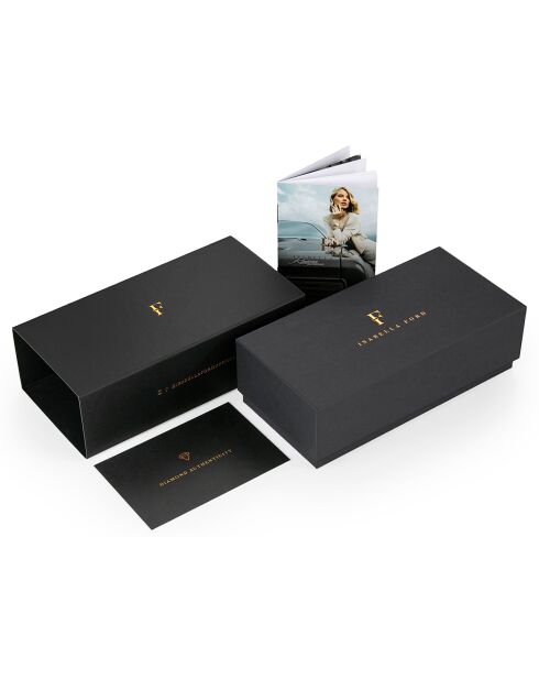 Set Montre Femme 2 Bracelets Florence en Acier, Cuir & Diamant rose doré/bleu marine