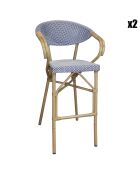 2 Fauteuils bar textilène naturel/bleu - 57x41x112 cm