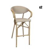 2 Fauteuils bar textilène beige/naturel - 57x41x112 cm