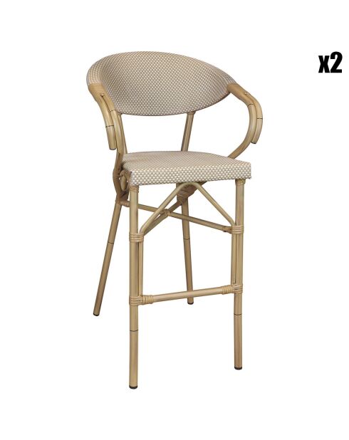 2 Fauteuils bar textilène beige/naturel - 57x41x112 cm