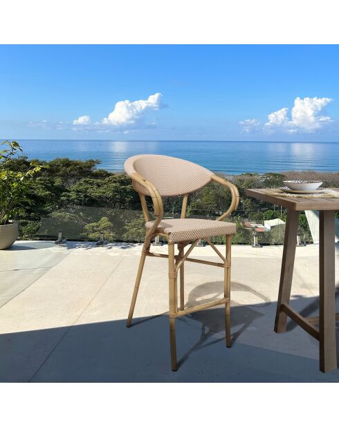 2 Barstühle aus beige/natürlichem Textilen - 57x41x112 cm