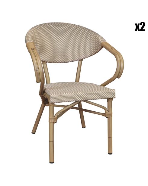 2 Fauteuils en textilène beige/naturel - 51x41x82.5 cm