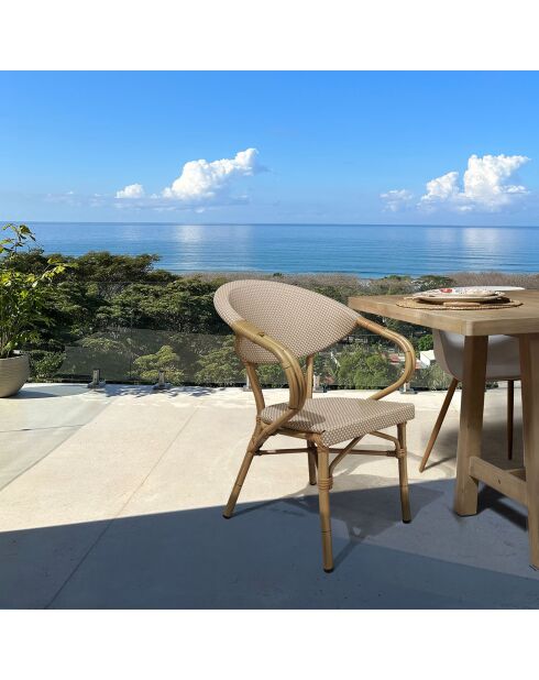 2 Fauteuils en textilène beige/naturel - 51x41x82.5 cm