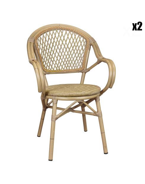 2 Fauteuils de table capri naturel - 49x42x93 cm