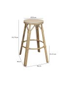 2 Tabourets de bar en textilene amalfi beige/naturel - 46x46x74 cm
