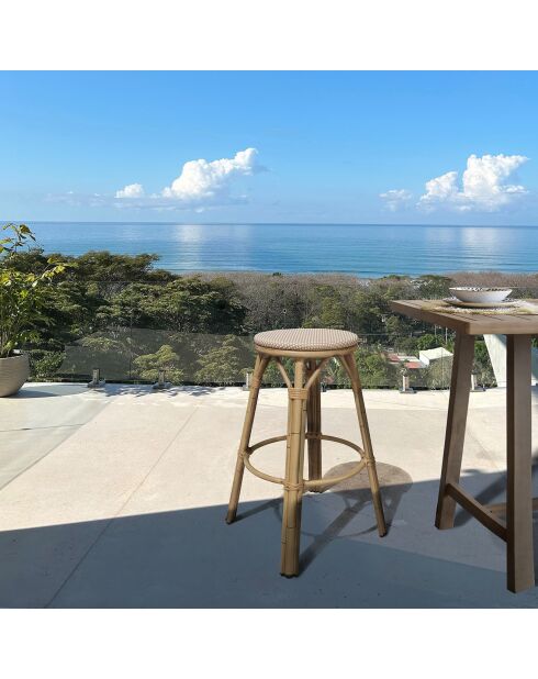 2 Tabourets de bar en textilene amalfi beige/naturel - 46x46x74 cm