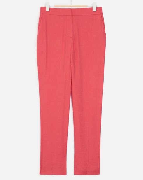 Pantalon droit en Lin mélangé Allan rouge clair