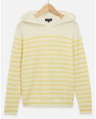 Pull 100% Laine Leana rayé bouton d'or