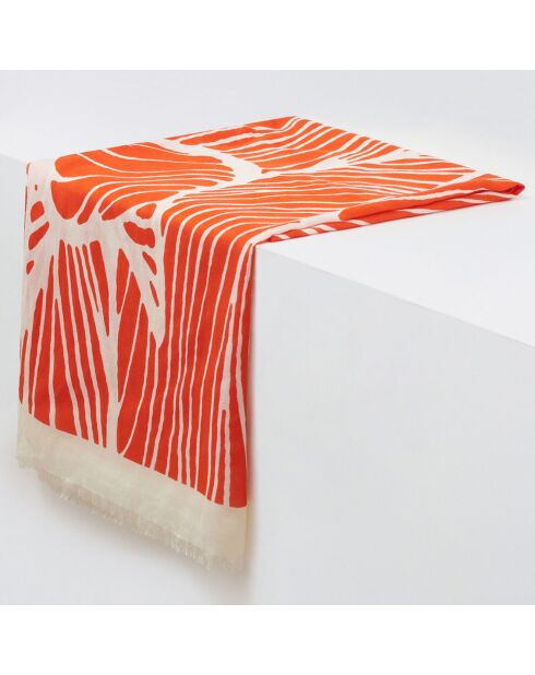 Foulard Claire imprimé tropical orange - 70x180 cm