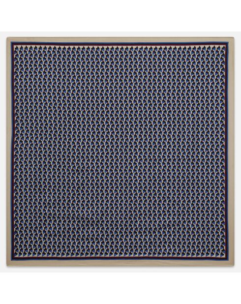 Carré de Soie Malone imprimé graphique bleu marine - 65x65 cm