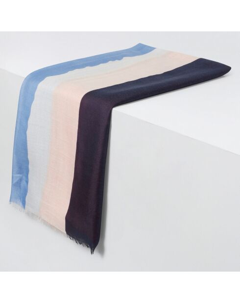 Foulard en Modal & Laine Mathilde rayé bleu foncé - 180x100 cm