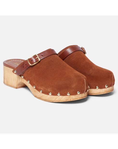 Sabots en Velours de Cuir Sabbath camel