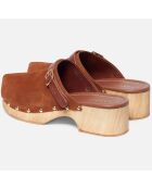 Sabots en Velours de Cuir Sabbath camel