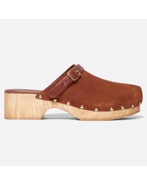 Sabots en Velours de Cuir Sabbath camel