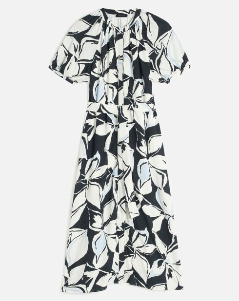 Robe en Lin mélangé Rmolly à fleurs noire