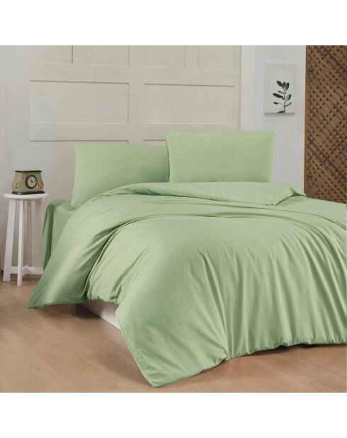 Parure housse de couette unie vert clair