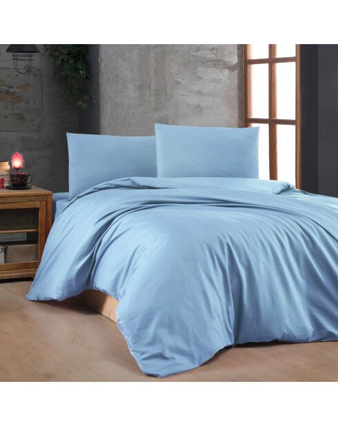 Parure housse de couette unie bleue