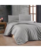 Parure housse de couette unie grise