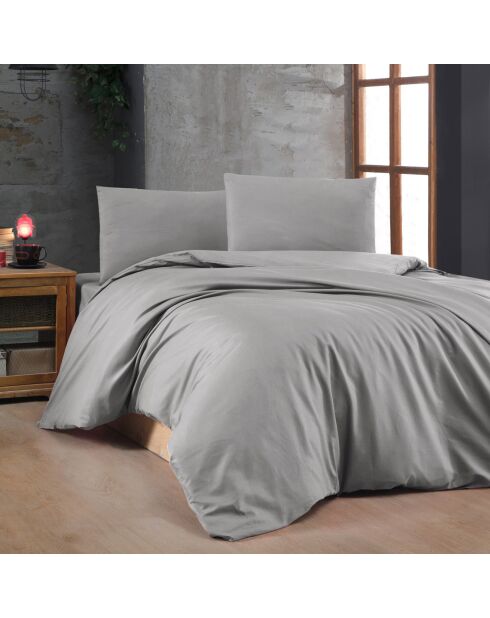Parure housse de couette unie grise