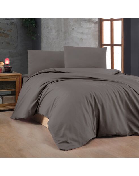 Parure housse de couette unie anthracite