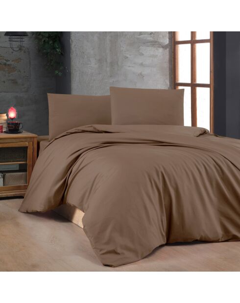 Parure housse de couette unie marron