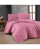 Parure housse de couette unie rose