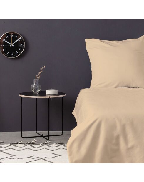 Parure housse de couette en satin de coton beige