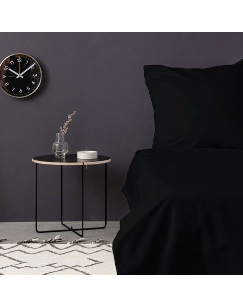 Parure housse de couette en satin de coton noire