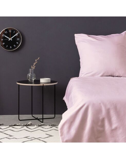 Parure housse de couette en satin de coton rose clair