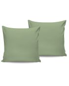 2 Taies d'oreiller en coton vert clair