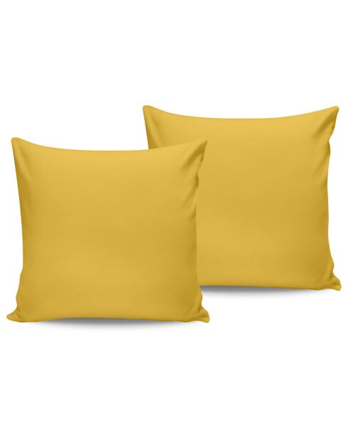 2 Taies d'oreiller en coton jaune foncé
