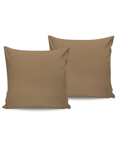 2 Taies d'oreiller en coton marron clair