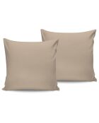 2 Taies d'oreiller en satin de coton beiges