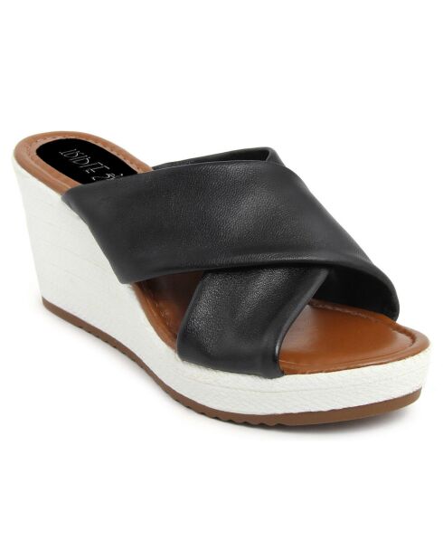 Mules Garance de piel negra - Tacón 7 cm