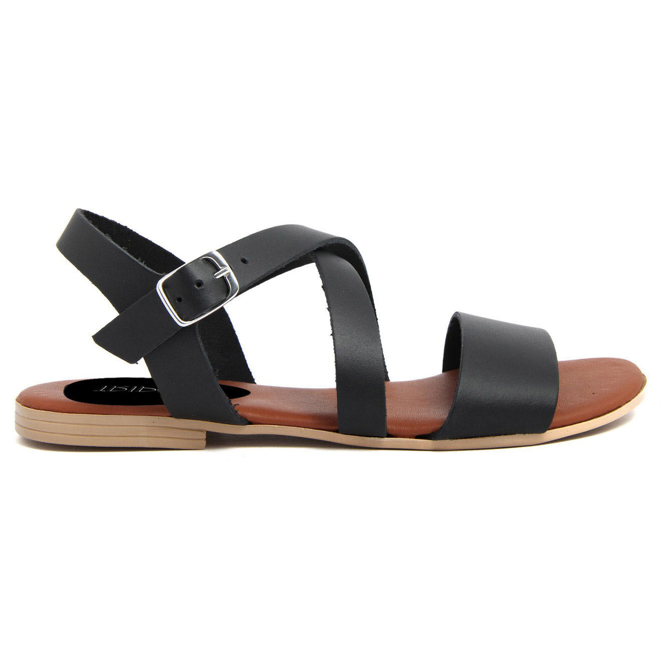 Sandales Femme Pour La Victoire En Cuir Véritable - Taille 11, Noir, Style à Lanières