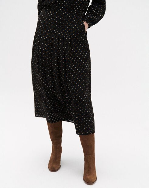 Schwarzer Faltenrock Madelon mit Tupfen