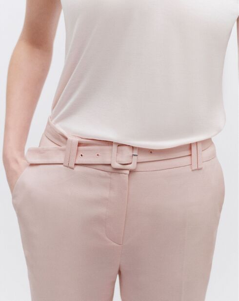 Pantalon en Lin mélangé Lonni rose pâle