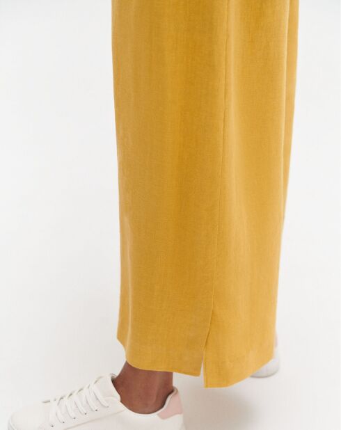 Pantalon ample 100% Lin Valvano bouton d'or