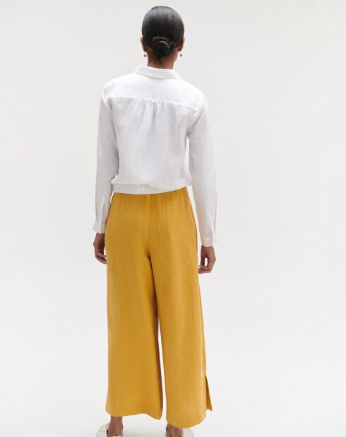 Pantalon ample 100% Lin Valvano bouton d'or