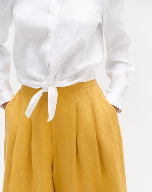 Pantalon ample 100% Lin Valvano bouton d'or