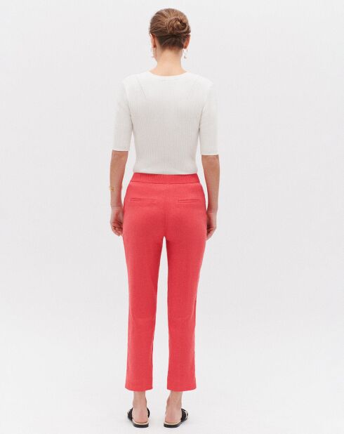 Pantalon droit en Lin mélangé Allan rouge clair