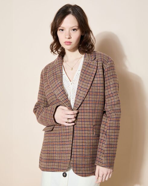 Veste en Laine mélangée Babysham à carreaux beige