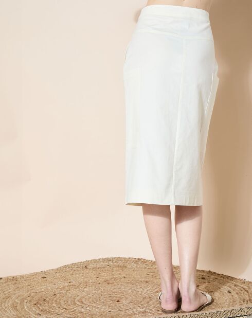 Ecrufarbener gerader Rock aus Kakao-Twill