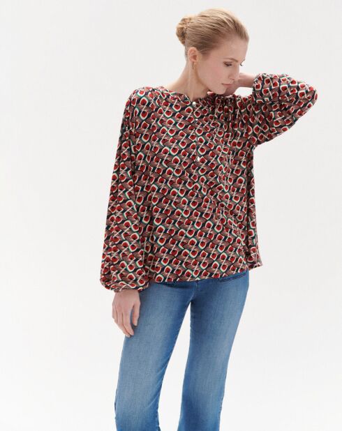 Blouse Tess imprimée rouge