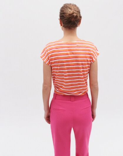 T-Shirt 100% Lin Murinab rayé orange