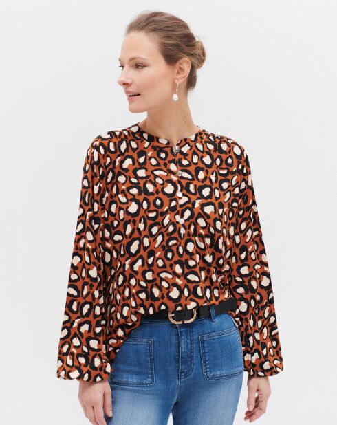 Blouse Carla léopard marron/écru