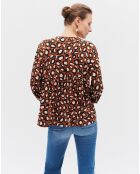 Blouse Carla léopard marron/écru