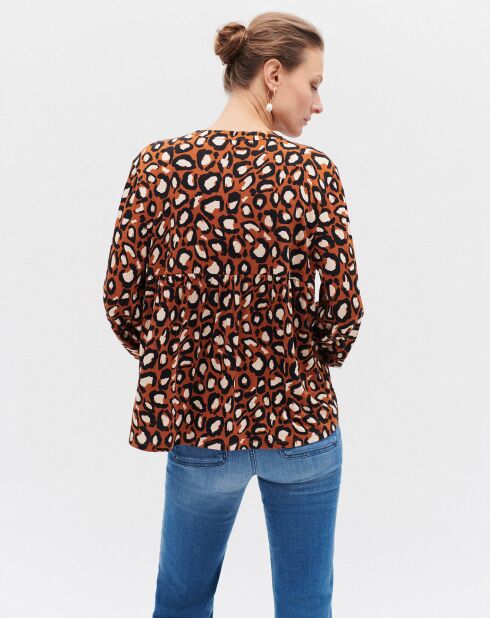 Blouse Carla léopard marron/écru